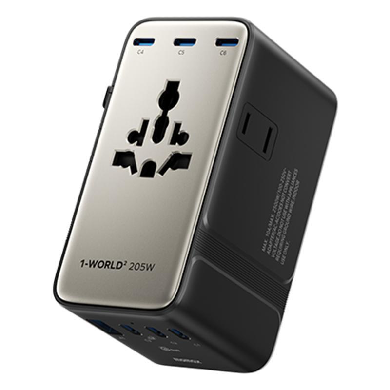 GaN MOMAX UA28L 205W 7-Port Titanium Gold Universal Travel Charger